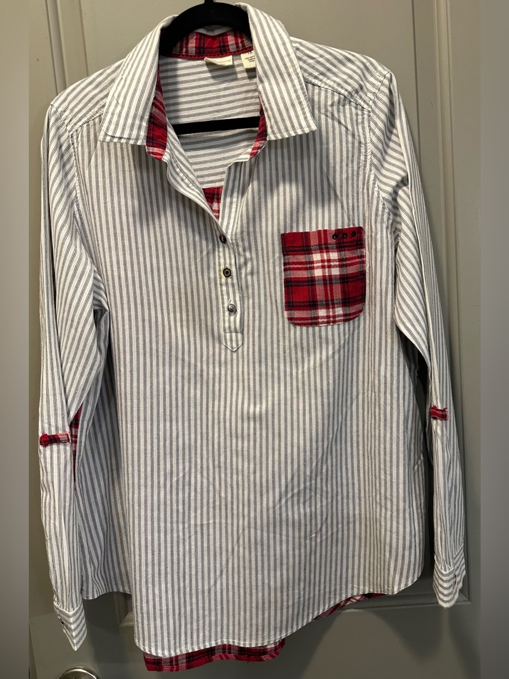 Westbound Size 1X Striped/Plaid Pullover Shirt EUC